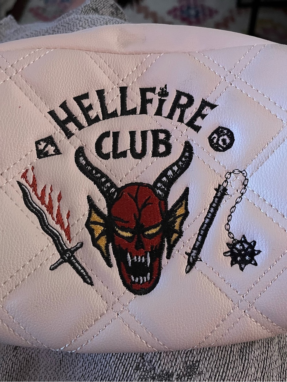 Hellfire Club Embroidered Cosmetic Bag - Pink